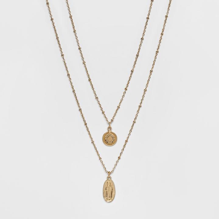 Layered Textured Medallion Necklace - Wild Fable Gold