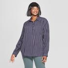 Women's Plus Size Striped Long Sleeve Tunic - Universal Thread Blue X