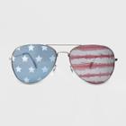 Women's Americana Striped Aviator Silver Stars And Tie Dye Stripes Sunglasses - Wild Fable,