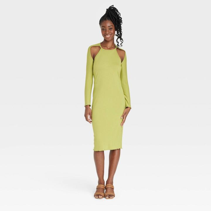 Black History Month Target X Sammy B Women's Long Sleeve Cut Out Bodycon Dress - Green