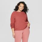 Women's Plus Size Long Sleeve Crew Neck Pullover Sweater - Universal Thread Pink