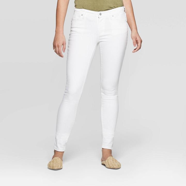 Women's Mid-rise Stain Repel Skinny Jeans - Universal Thread White