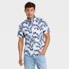 Men's Printed Standard Fit Stretch Poplin Short Sleeve Button-down Shirt - Goodfellow & Co Natural White