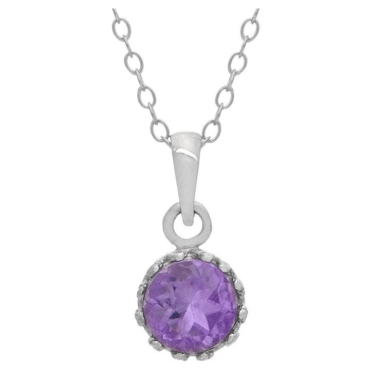 5/6 Tcw Tiara Amethyst Crown Pendant In Sterling