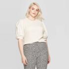 Women's Plus Size Puff Elbow Sleeve Scoop Neck T-shirt - Who What Wear Cream (ivory)
