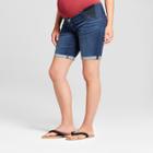 Maternity Inset Panel Bermuda Jean Shorts - Isabel Maternity By Ingrid & Isabel Dark Wash 12, Women's, Blue