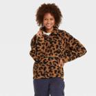 Women's Sherpa Quarter Zip Jacket - Knox Rose Brown Leopard Print