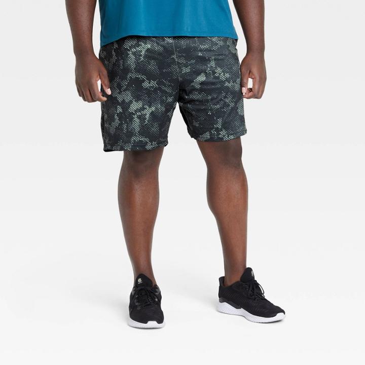 Men's Big & Tall Camo Print Training Shorts - All In Motion Black Camo
