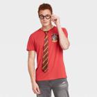 Men's Harry Potter Glasses And Tie Halloween Short Sleeve Graphic T-shirt - Maroon