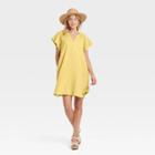 Women's Flutter Short Sleeve Woven Dress - Universal Thread Yellow