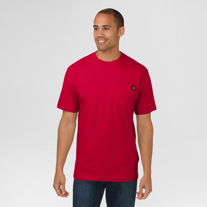 Dickies Men's Big & Tall Cotton Heavyweight Short Sleeve Pocket T-shirt- English Red