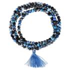 Distributed By Target Women's Silver Plated Blue Fancy Jasper Wrap Bracelet -