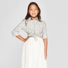 Girls' Long Sleeve Woven Button-down Shirt - Cat & Jack Heather Gray