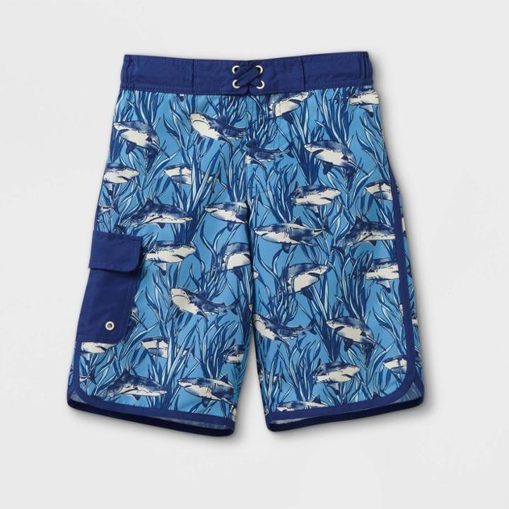 Plusboys' Shark Print Swim Trunks - Cat & Jack Blue