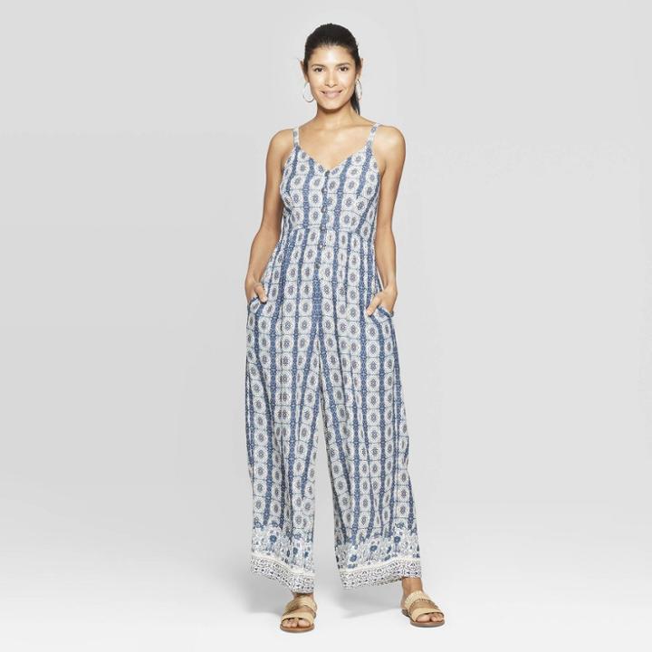 Women's Printed Sleeveless Sweetheart Neck Ankle Length Jumpsuit - Knox Rose