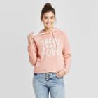 Women's Tacos And Love Cropped Hoodie Sweatshirt - Grayson Threads (juniors') - Pink