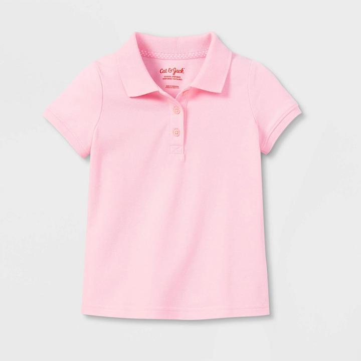 Toddler Girls' Short Sleeve Pique Uniform Polo Shirt - Cat & Jack Rose