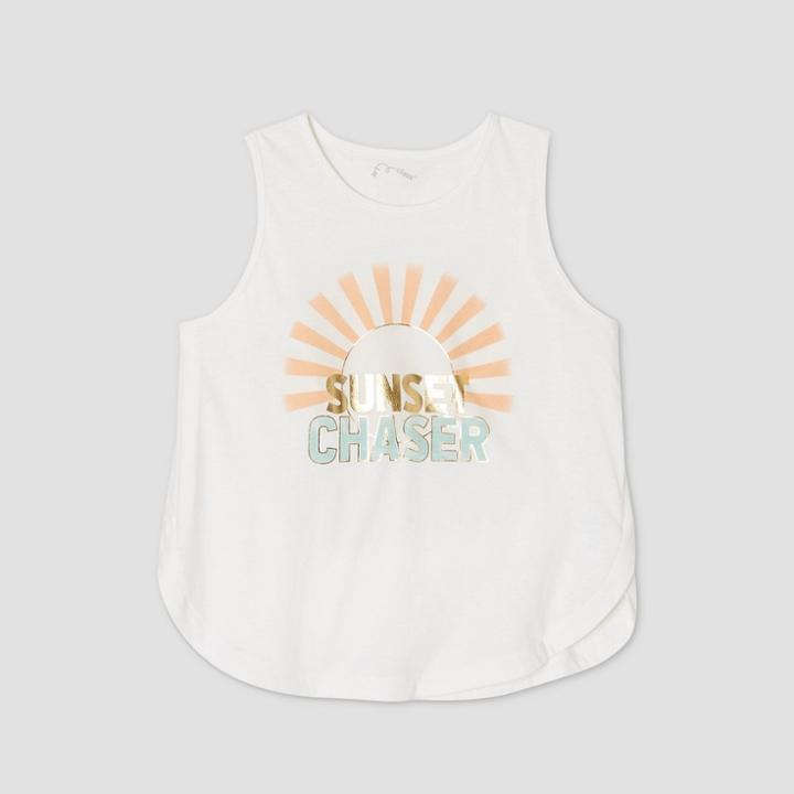 Girls' Uv Graphic Tank Top - Art Class White