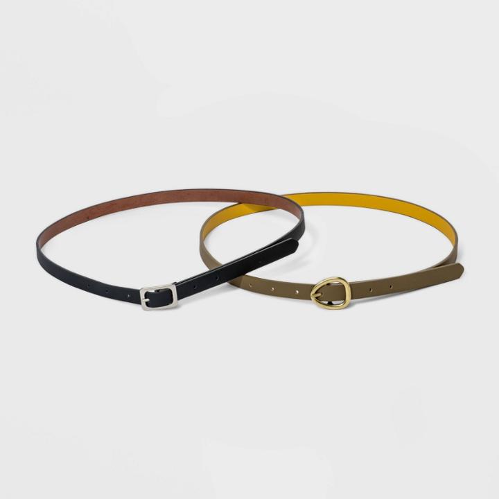 Women's 2 Fer Reversible Belt - Universal Thread S, Black/brown/gold