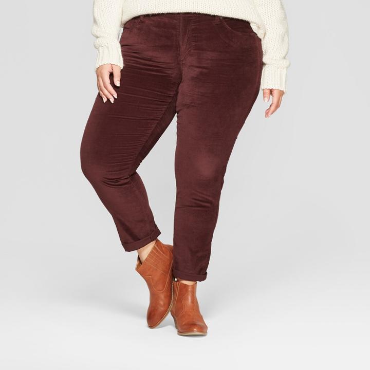 Women's Plus Size Velvet Skinny Jeans - Universal Thread Burgundy
