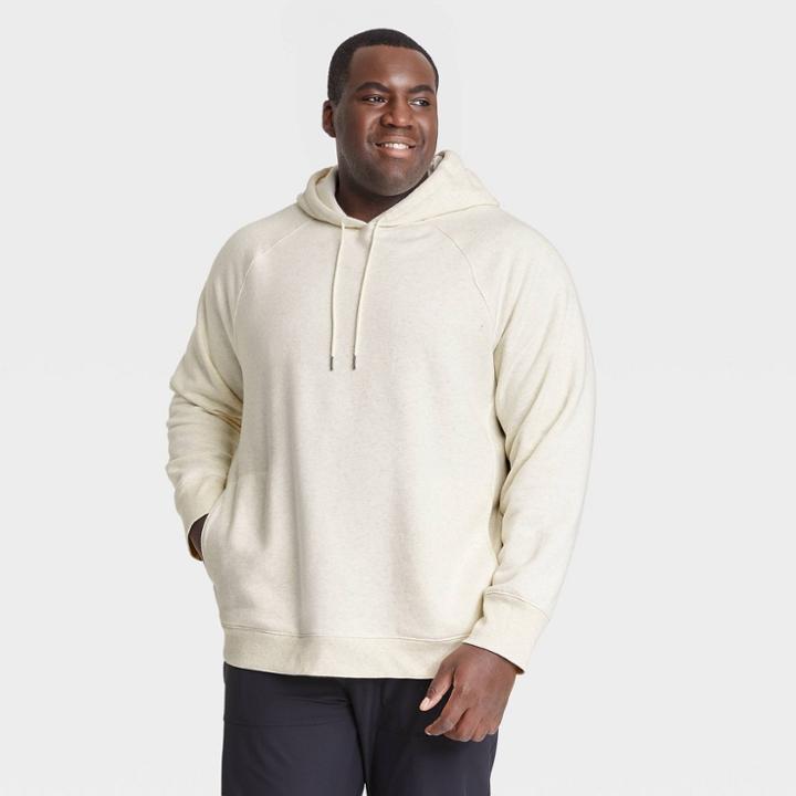Men's Big & Tall Cotton Fleece Pullover Sweatshirt - All In Motion Oatmeal Heather 3xl, Oatmeal Grey