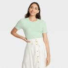 Women's Short Sleeve Rib T-shirt - A New Day Green