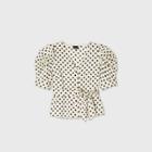 Women's Polka Dot Bishop Short Sleeve Blouse - Who What Wear Cream