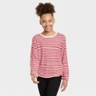 Girls' Cozy Pullover T-shirt - Cat & Jack Red/white