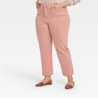 Women's Plus Size High-rise Slim Straight Pants - Ava & Viv Coral Orange