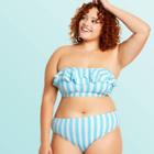 Women's Plus Size Ruffle Striped Bandeau Bikini Top - Stoney Clover Lane X Target Blue