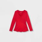 Maternity Long Sleeve Scoop Neck Side Shirred T-shirt - Isabel Maternity By Ingrid & Isabel Red