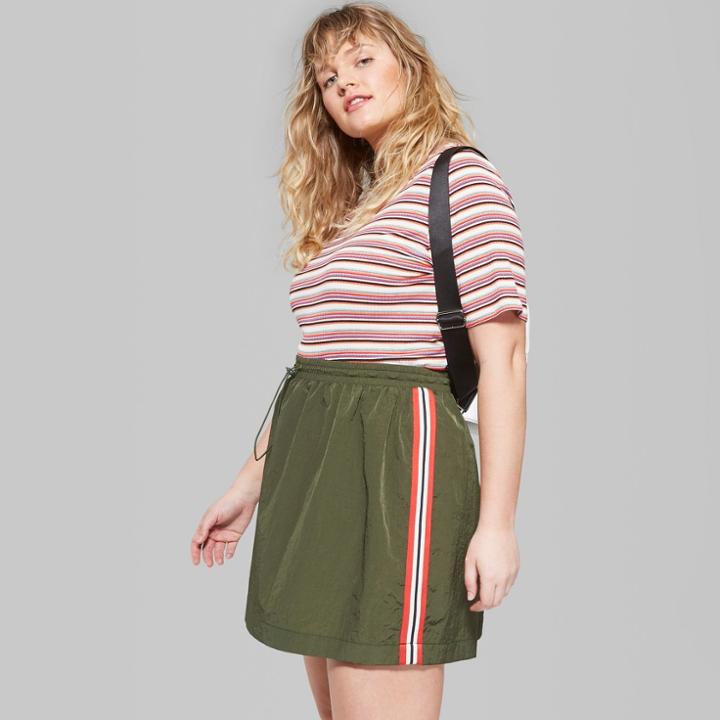 Women's Plus Size A-line Athletic Skirt - Wild Fable Olive