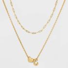 14k Gold Dipped 'c' Initial With Heart Chain Necklace - A New Day Gold