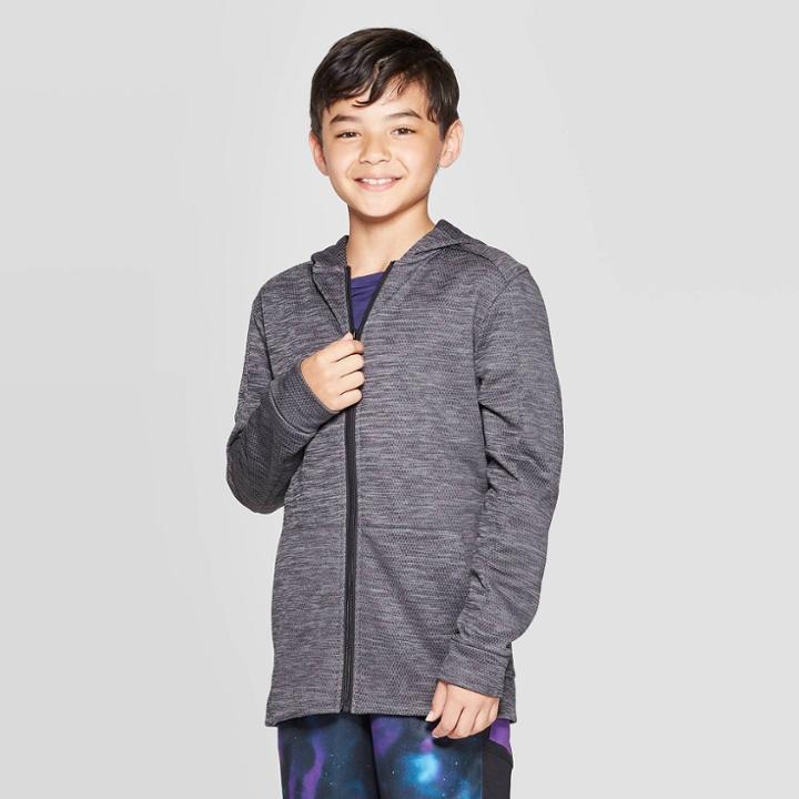 Boys' Textured Tech Fleece Full Zip Hoodie - C9 Champion Dark Gray