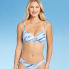 Women's Ribbed Bralette Bikini Top - Shade & Shore Blue Tie-dye
