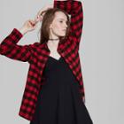 Women's Plaid Long Sleeve Flannel Button-down Shirt - Wild Fable Red