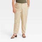 Women's Plus Size High-rise Utility Ankle Pants - A New Day Tan