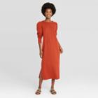 Women's Puff Long Sleeve T-shirt Dress - Universal Thread Rust