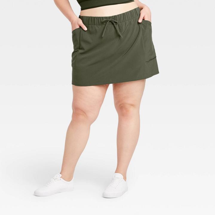 Women's Plus Size Move Stretch Woven Skorts 16 - All In Motion Olive Green 1x, Women's, Size: 1xl, Green Green
