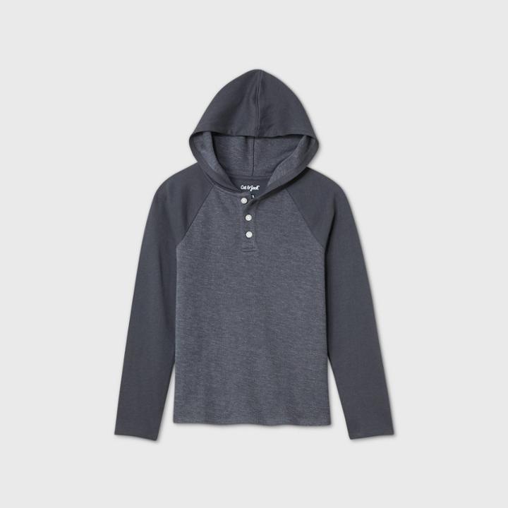 Boys' Doubleknit Hooded Long Sleeve T-shirt - Cat & Jack Gray