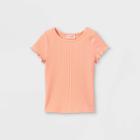 Toddler Girls' Solid Ribbed Short Sleeve T-shirt - Cat & Jack Peach