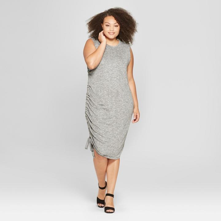 Women's Plus Size Ruched Side Knit Dress - Ava & Viv Gray