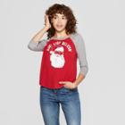 Women's 3/4 Sleeve Christmas Don't Stop Believin' Raglan T-shirt - Fifth Sun (juniors') Red/gray