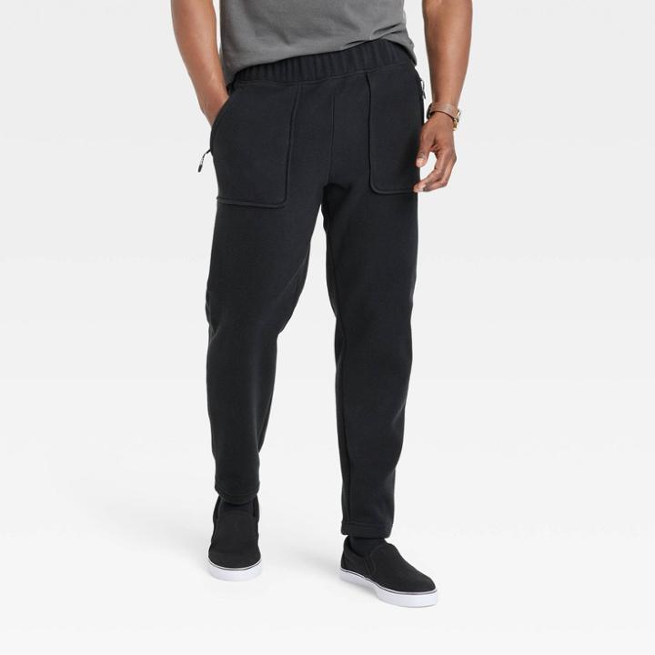 Men's Regular Fit Tapered Polar Fleece Jogger Pants - Goodfellow & Co Black