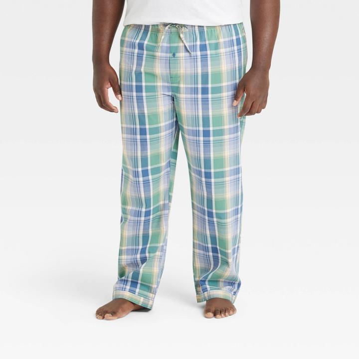 Men's Big & Tall Multi Plaid Poplin Pajama Pants - Goodfellow & Co