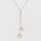 Bar Chain, Double Circle Drops & Pearls Long Necklace - A New Day Gold,