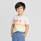 Petiteoshkosh B'gosh Toddler Boys' Short Sleeve Rainbow Stripe Henley Knit T-shirt - Gray 12m, Toddler Boy's