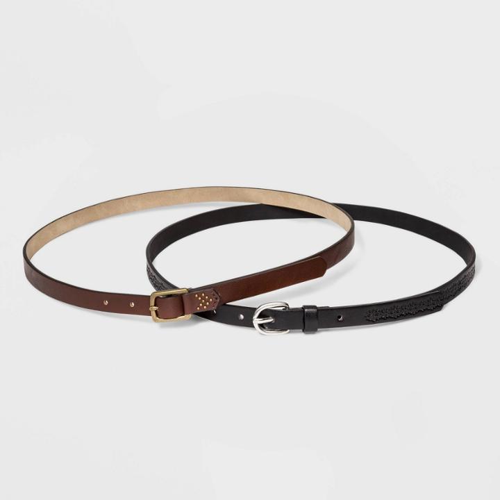 Women's 2pk Buckle Belt - Universal Thread Brown/black