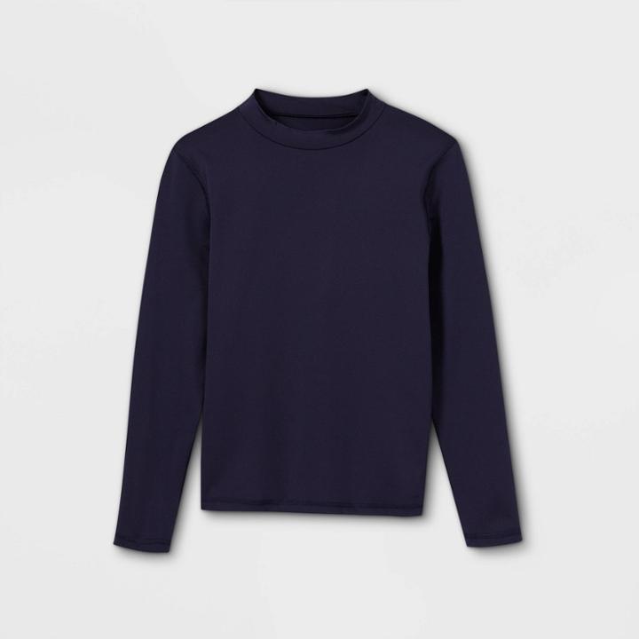 Boys' Solid Long Sleeve Rash Guard Swim Shirt - Cat & Jack Navy