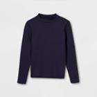Boys' Solid Long Sleeve Rash Guard Swim Shirt - Cat & Jack Navy